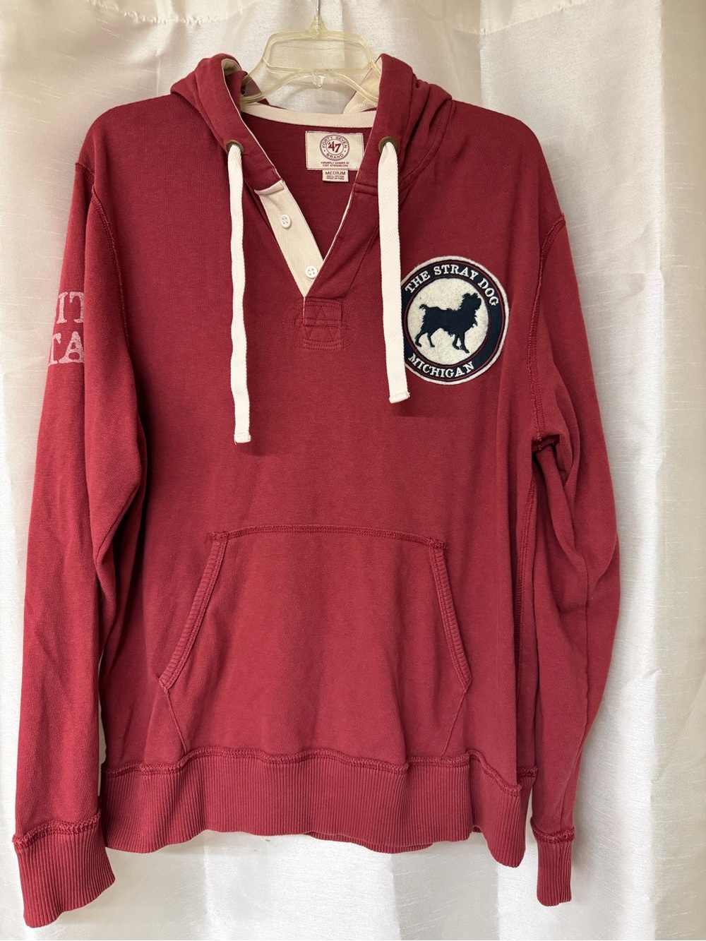 Stray Dog Michigan Men's/Women’s Red Hooded Pullover Sweater